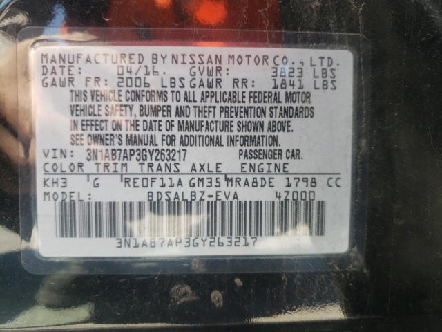 Photo 10 from auction – 2016 NISSAN SENTRA S with VIN 3N1AB7AP3GY263217