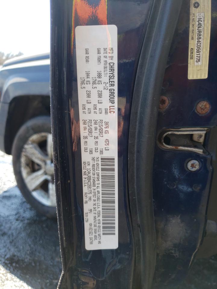 Photo 10 from auction – 2012 JEEP PATRIOT SP with VIN 1C4NJRBB4CD591775