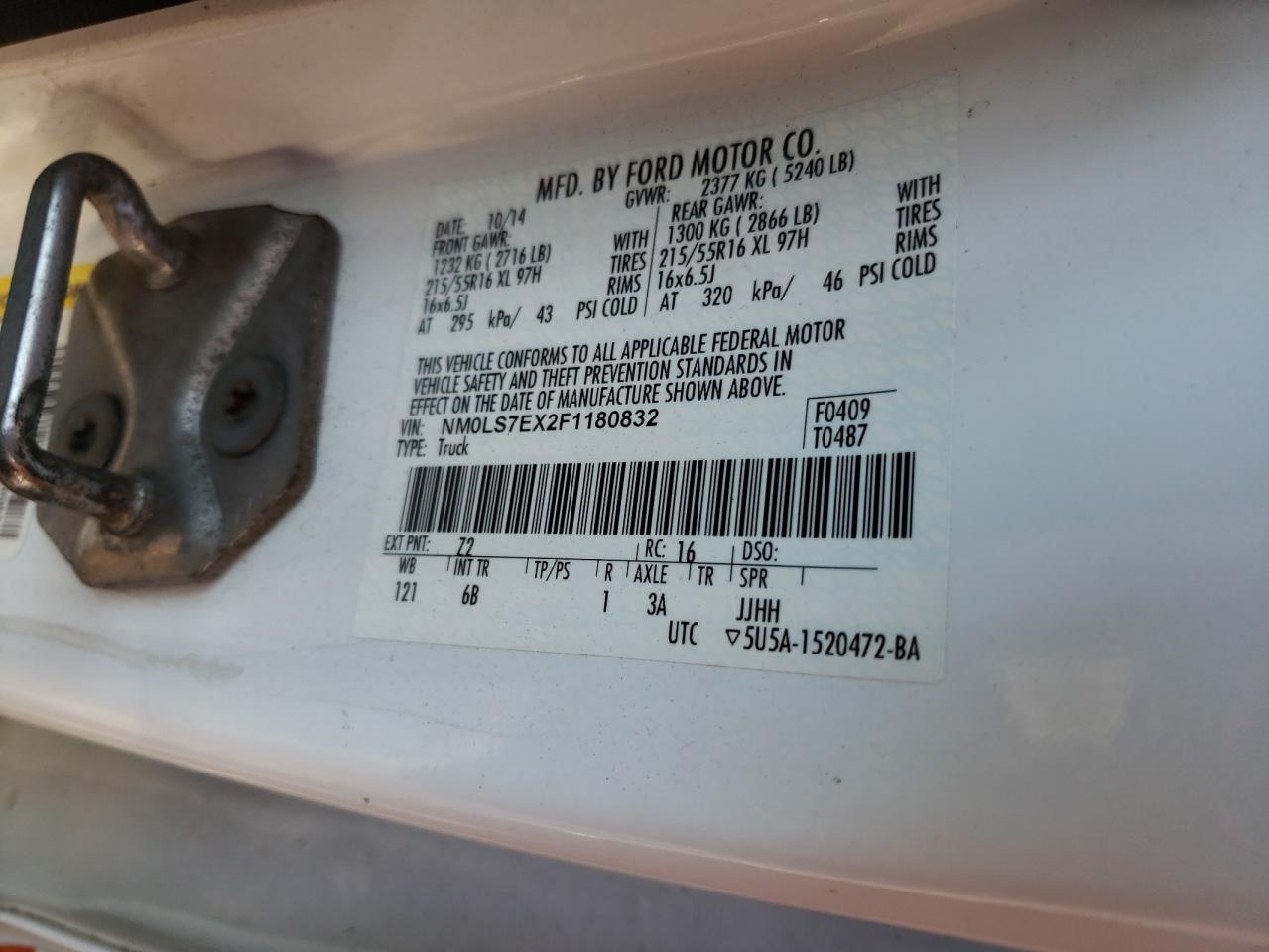 Photo 10 from auction – 2015 FORD TRANSIT CO with VIN NM0LS7EX2F1180832