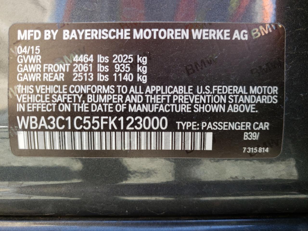 Photo 10 from auction – 2015 BMW 328 I SULE with VIN WBA3C1C55FK123000