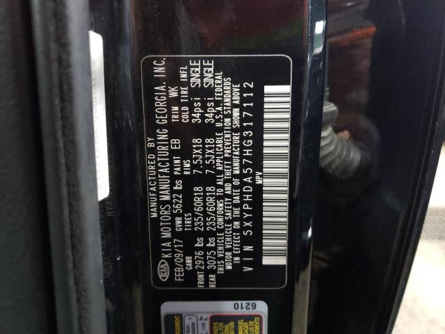 Photo 10 from auction – 2017 KIA SORENTO EX with VIN 5XYPHDA57HG317112