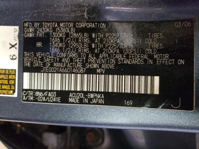 Photo 10 from auction – 2006 TOYOTA HIGHLANDER with VIN JTEGD21A660146087