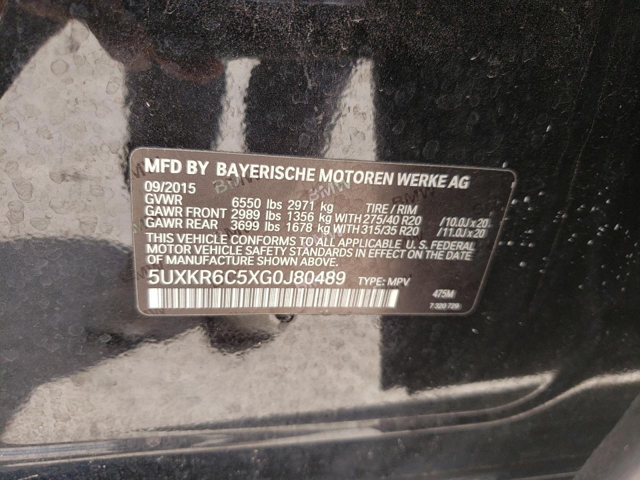 Photo 10 from auction – 2016 BMW X5 XDRIVE5 with VIN 5UXKR6C5XG0J80489