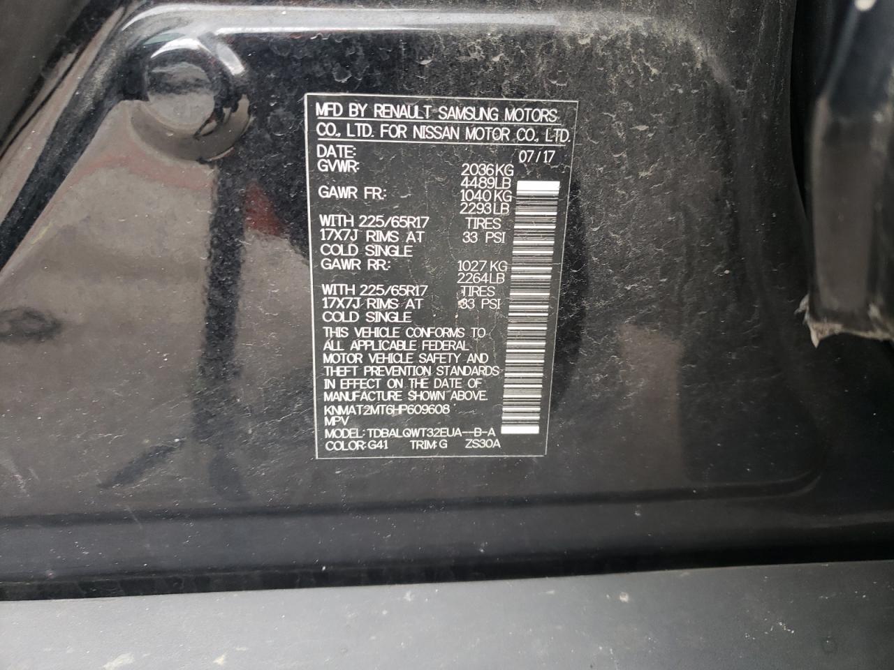 Photo 10 from auction – 2017 NISSAN ROGUE S with VIN KNMAT2MT6HP609608