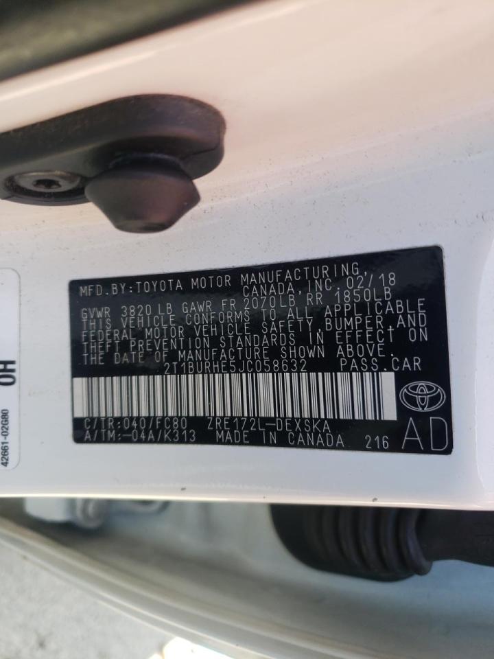 Photo 10 from auction – 2018 TOYOTA COROLLA L with VIN 2T1BURHE5JC058632