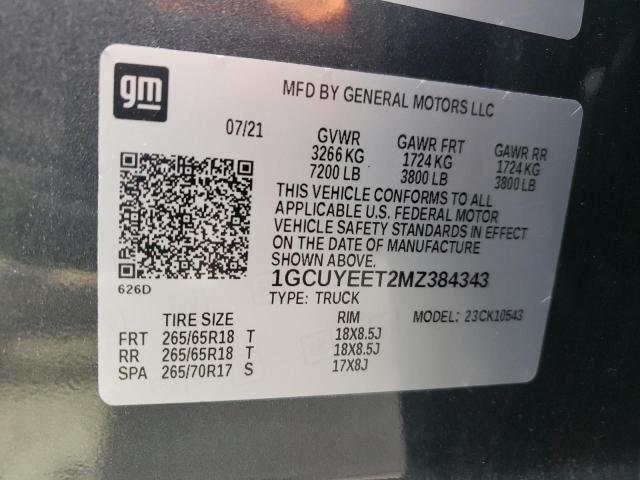 Photo 10 from auction – 2021 CHEVROLET SILVERADO with VIN 1GCUYEET2MZ384343
