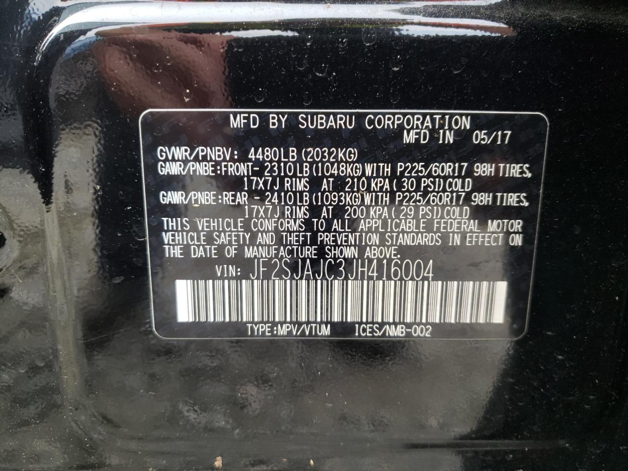Photo 10 from auction – 2018 SUBARU FORESTER 2 with VIN JF2SJAJC3JH416004
