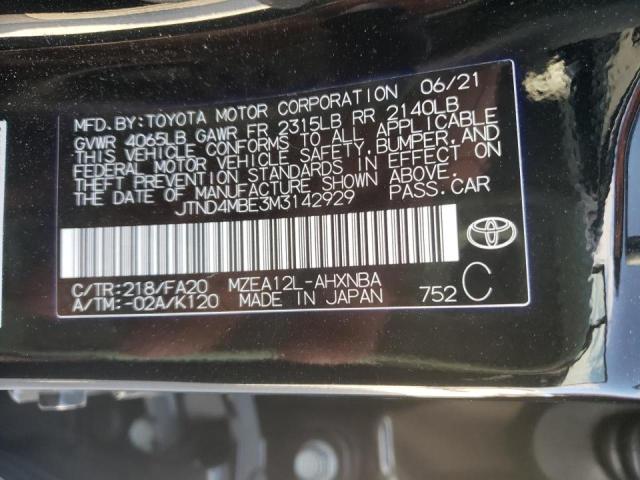 Photo 10 from auction – 2021 TOYOTA COROLLA SE with VIN JTND4MBE3M3142929