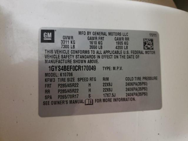 Photo 10 from auction – 2012 CADILLAC ESCALADE L with VIN 1GYS4BEF0CR170049