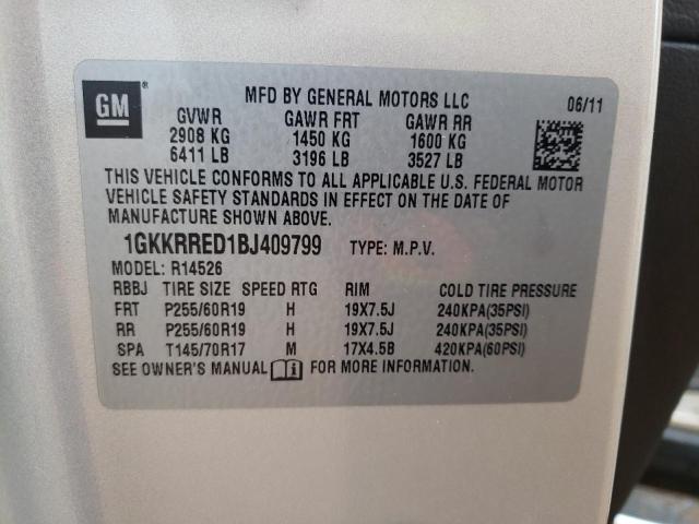 GMC ACADIA SLT 2011 with VIN 1GKKRRED1BJ409799 - Photo from auction