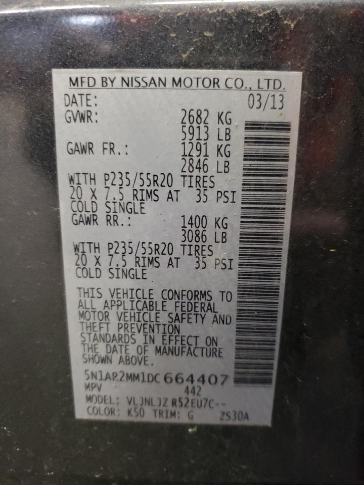 Photo 10 from auction – 2013 NISSAN PATHFINDER with VIN 5N1AR2MM1DC664407