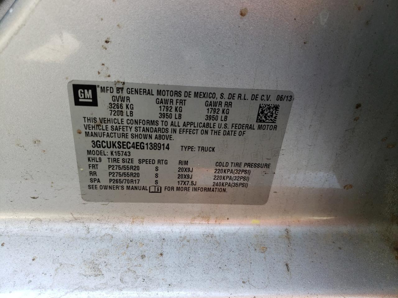 Photo 10 from auction – 2014 CHEVROLET SILVERADO with VIN 3GCUKSEC4EG138914
