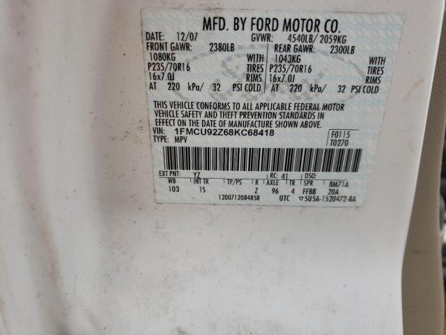 Photo 10 from auction – 2008 FORD ESCAPE XLS with VIN 1FMCU92Z68KC68418
