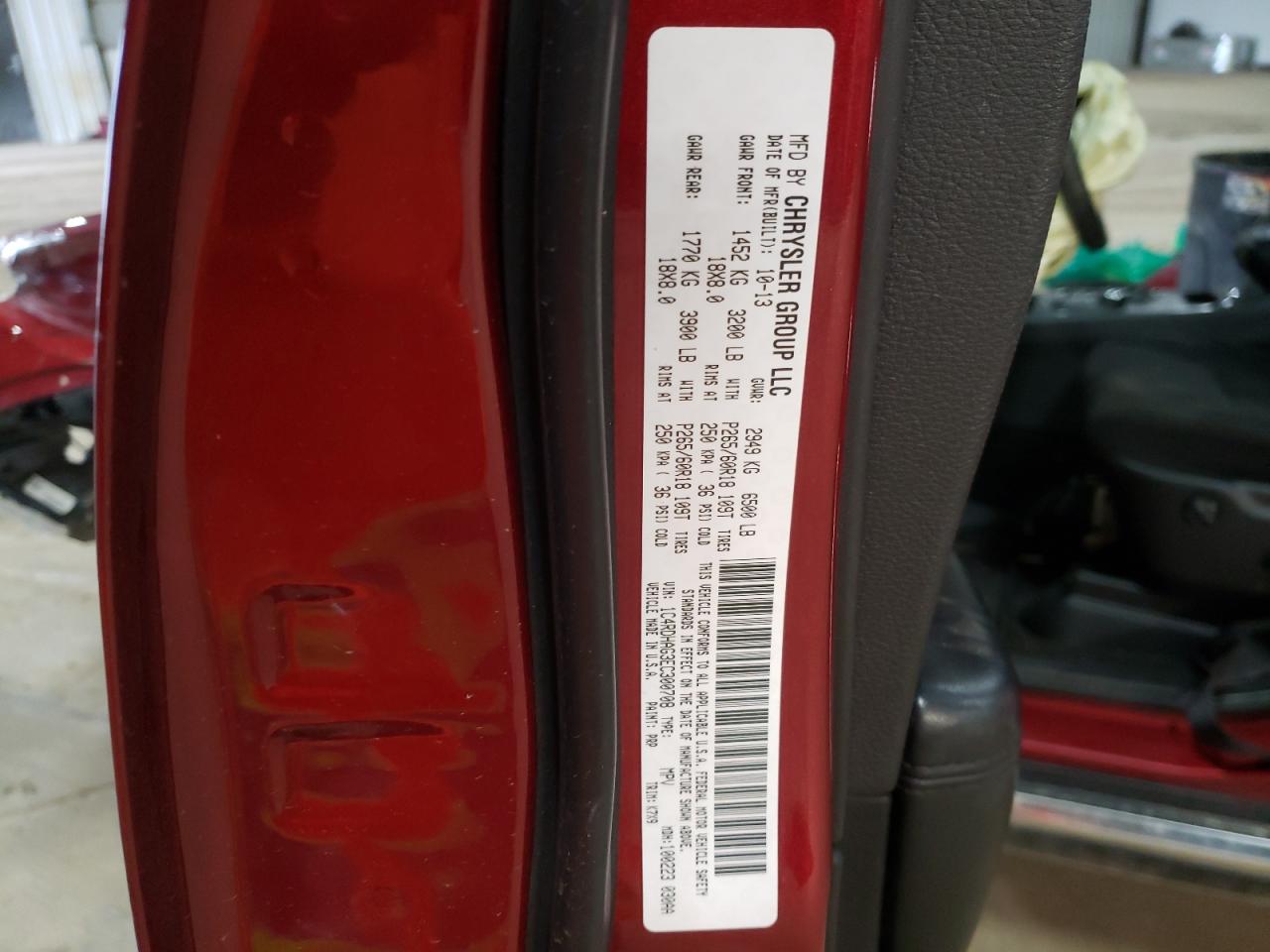 Photo 10 from auction – 2014 DODGE DURANGO SX with VIN 1C4RDHAG3EC300708