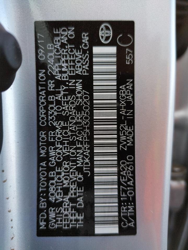 Photo 10 from auction – 2017 TOYOTA PRIUS PRIM with VIN JTDKARFP5H3050207