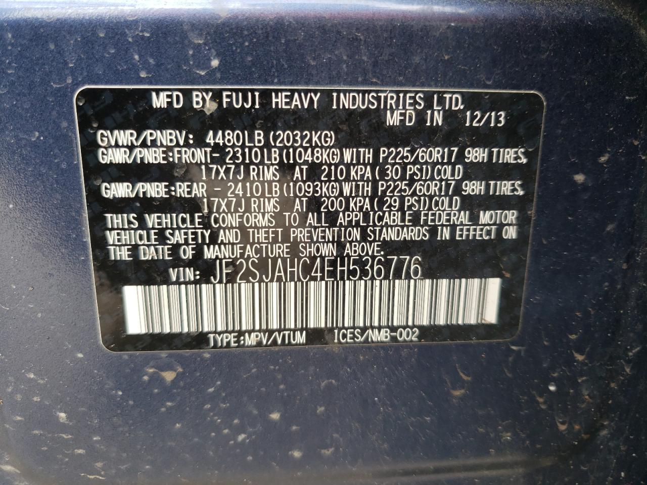 Zdjęcie 10 z aukcji – 2014 SUBARU FORESTER 2 z VIN JF2SJAHC4EH536776