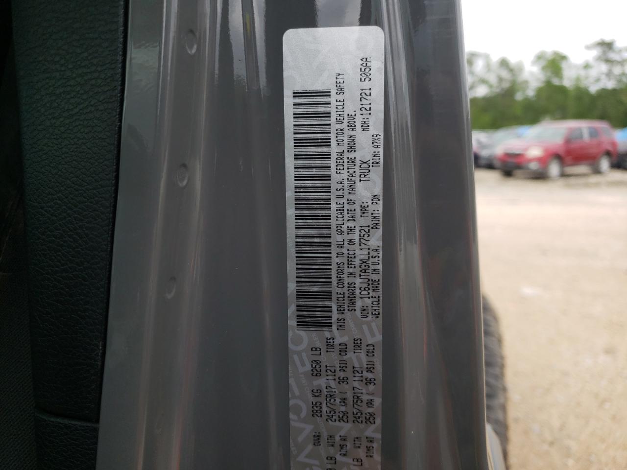 Photo 10 from auction – 2020 JEEP GLADIATOR with VIN 1C6JJTAGXLL177521
