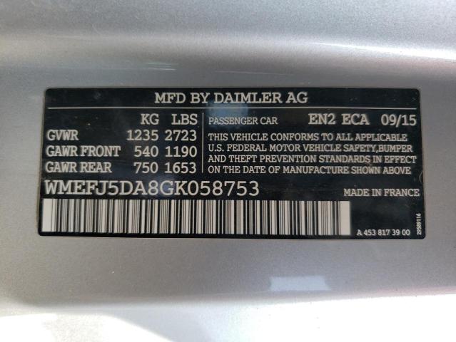 Photo 10 from auction – 2016 SMART FORTWO with VIN WMEFJ5DA8GK058753