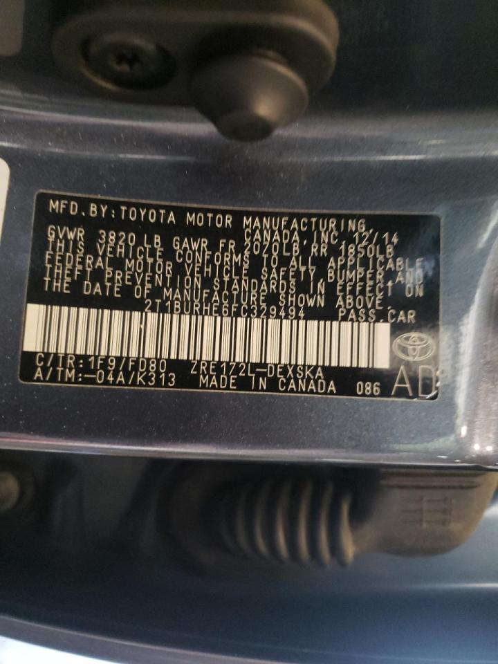 Photo 10 from auction – 2015 TOYOTA COROLLA L with VIN 2T1BURHE6FC329494