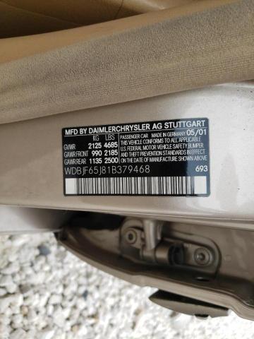 Photo 10 from auction – 2001 MERCEDES-BENZ E 320 with VIN WDBJF65J81B379468