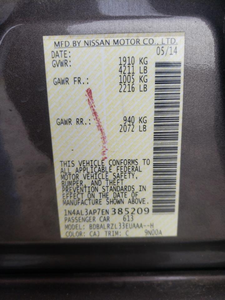 Photo 10 from auction – 2014 NISSAN ALTIMA 2.5 with VIN 1N4AL3AP7EN385209