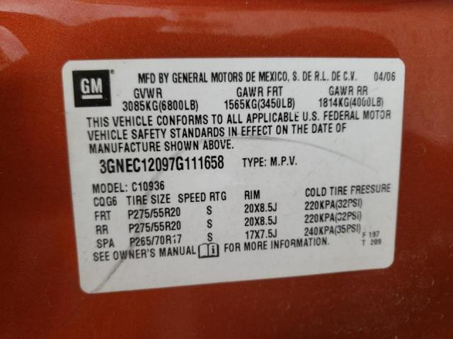 Photo 10 from auction – 2007 CHEVROLET AVALANCHE with VIN 3GNEC12097G111658