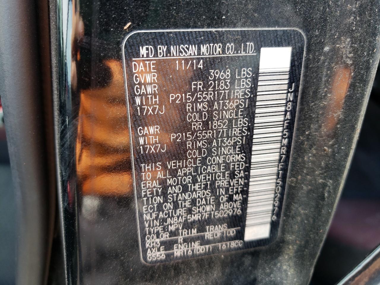 Photo 10 from auction – 2015 NISSAN JUKE S with VIN JN8AF5MR7FT502976
