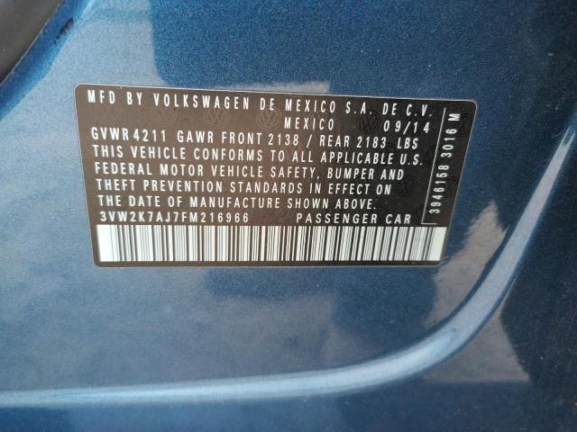 Photo 10 from auction – 2015 VOLKSWAGEN JETTA BASE with VIN 3VW2K7AJ7FM216966