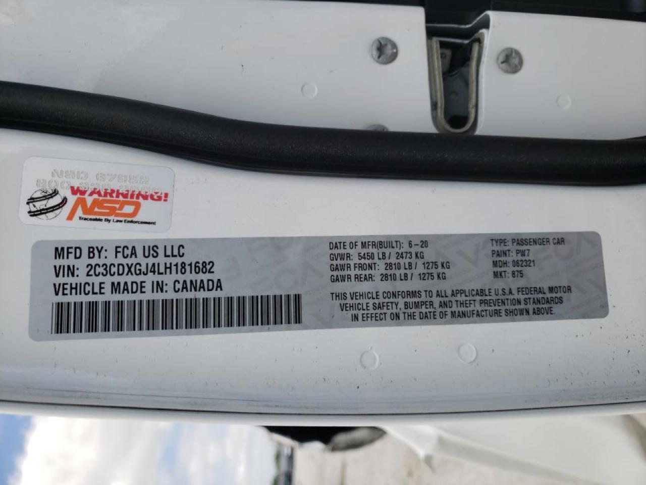 Photo 10 from auction – 2020 DODGE CHARGER SC with VIN 2C3CDXGJ4LH181682