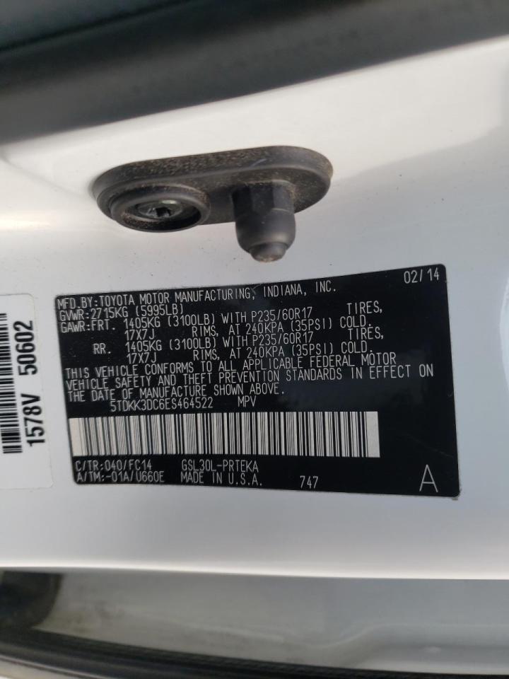 Photo 10 from auction – 2014 TOYOTA SIENNA LE with VIN 5TDKK3DC6ES464522