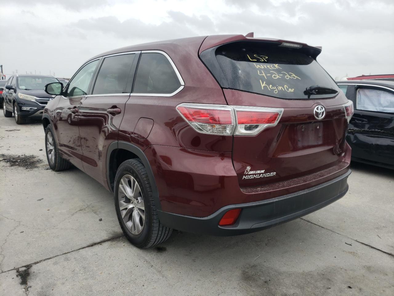صورة رقم 3 من المزاد - 2015 TOYOTA HIGHLANDER مع VIN 5TDZKRFH9FS089737