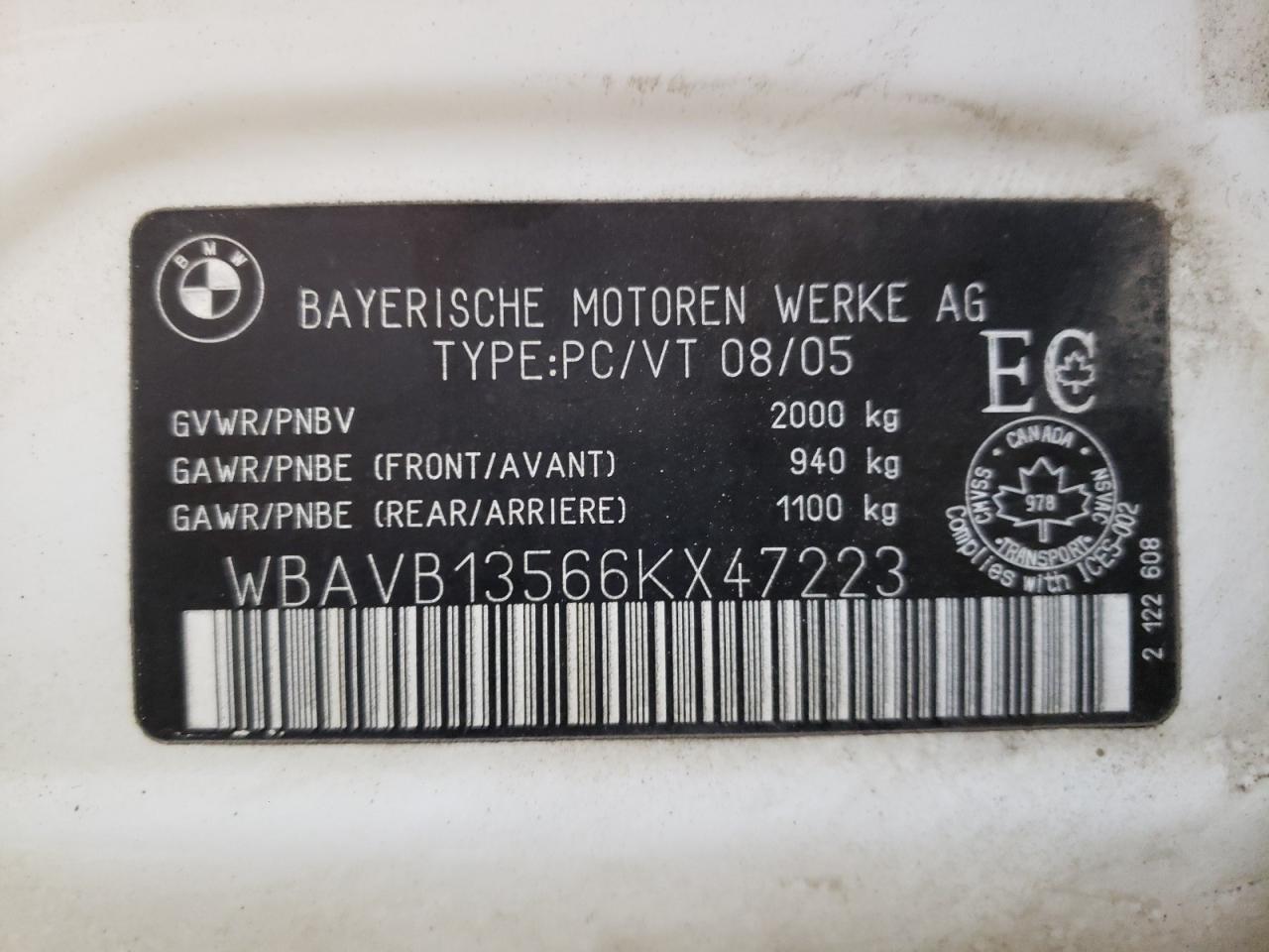 Photo 10 from auction – 2006 BMW 325 I with VIN WBAVB13566KX47223