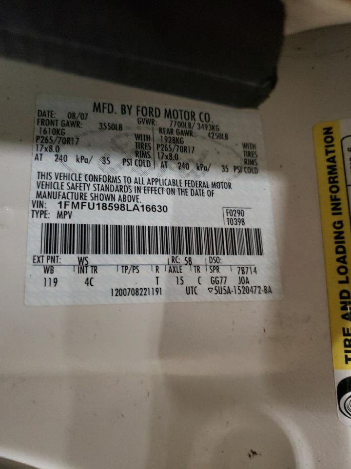 Photo 10 from auction – 2008 FORD EXPEDITION with VIN 1FMFU18598LA16630