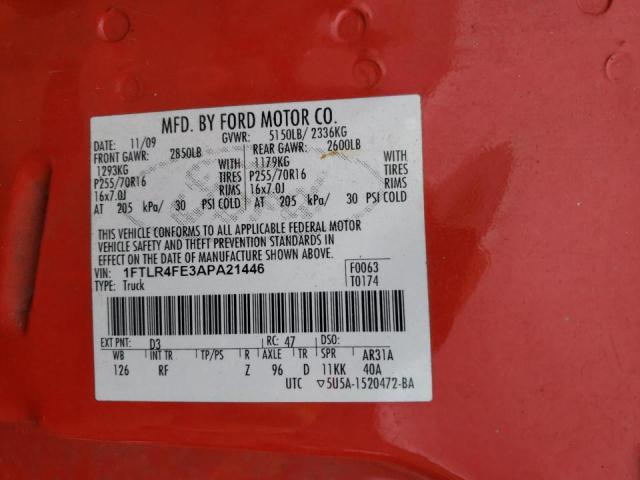 Photo 10 from auction – 2010 FORD RANGER SUP with VIN 1FTLR4FE3APA21446