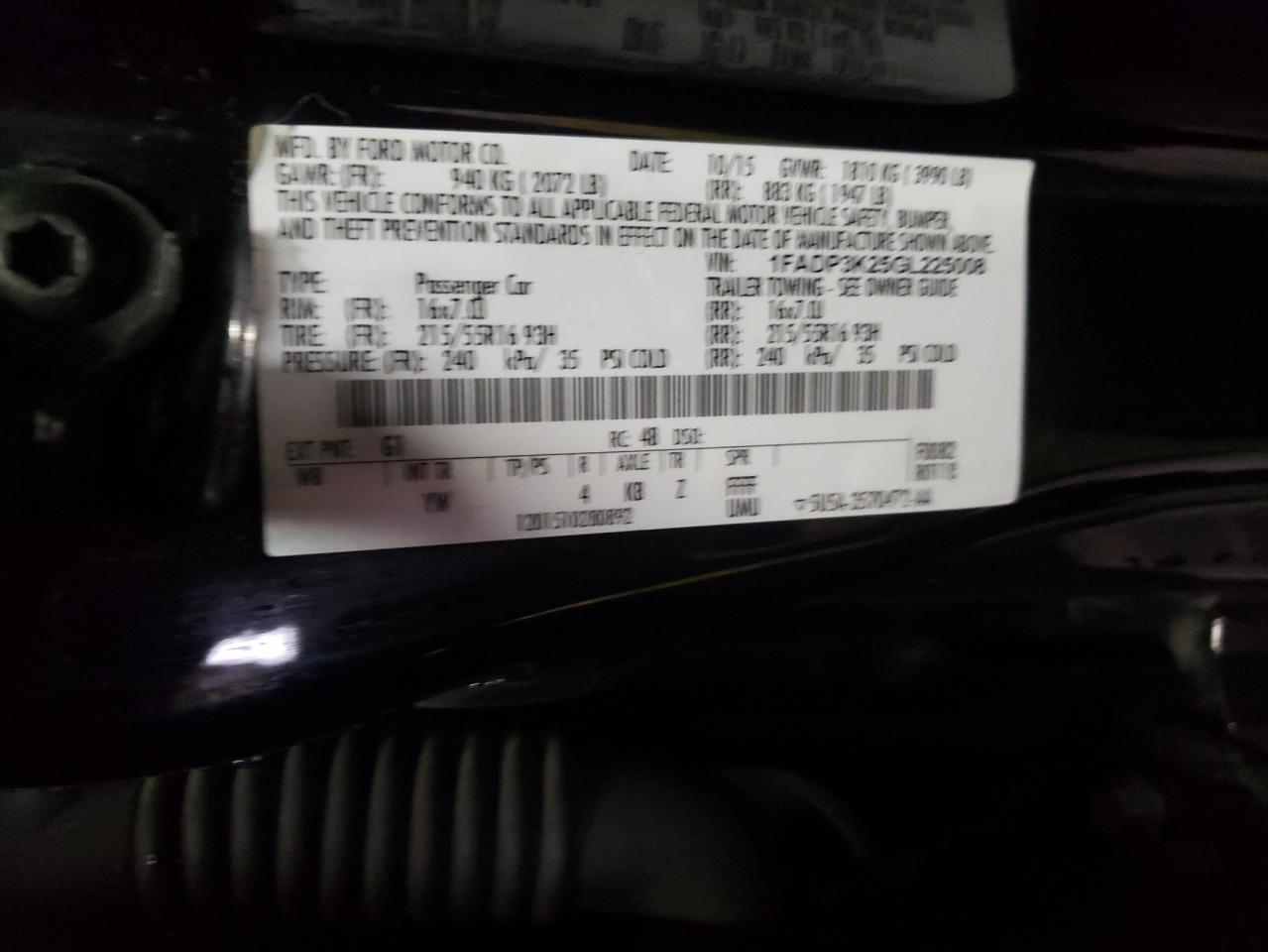 Photo 10 from auction – 2016 FORD FOCUS SE with VIN 1FADP3K25GL225008