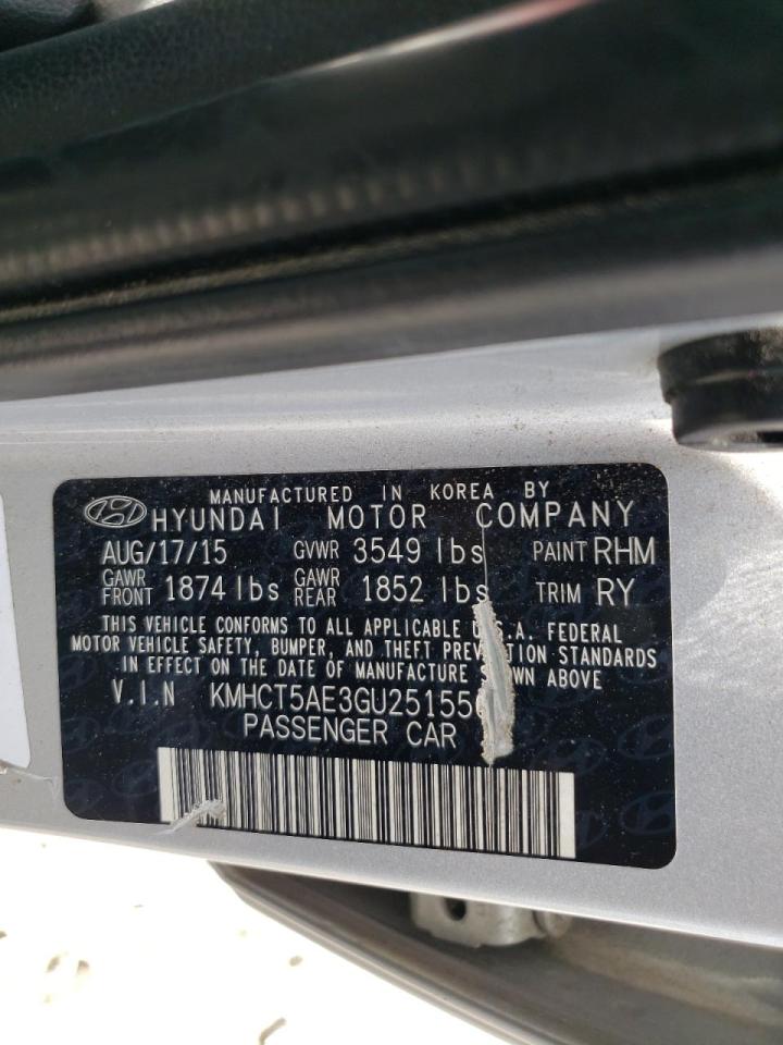 Photo 10 from auction – 2016 HYUNDAI ACCENT SE with VIN KMHCT5AE3GU251556