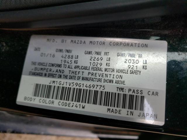 Photo 10 from auction – 2016 MAZDA 6 TOURING with VIN JM1GJ1V59G1469775