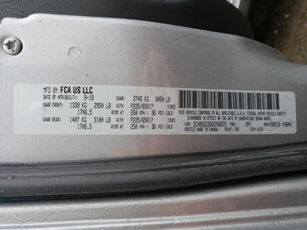 Photo 10 from auction – 2019 DODGE GRAND CARA with VIN 2C4RDGEG5KR760573