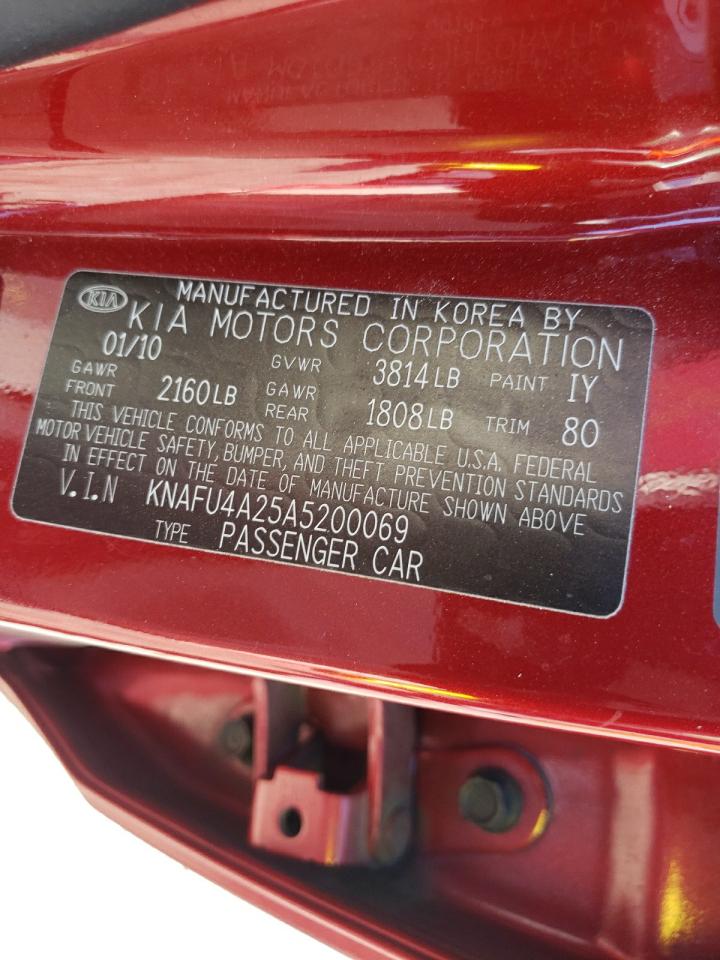 Photo 10 from auction – 2010 KIA FORTE EX with VIN KNAFU4A25A5200069