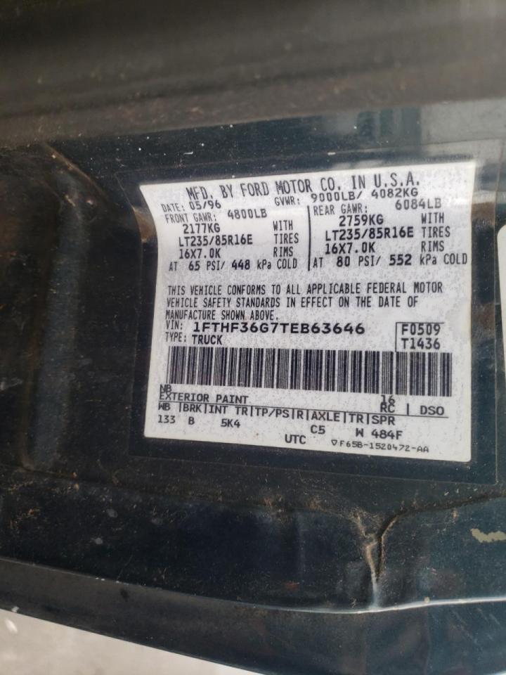 Photo 10 from auction – 1996 FORD F350 with VIN 1FTHF36G7TEB63646