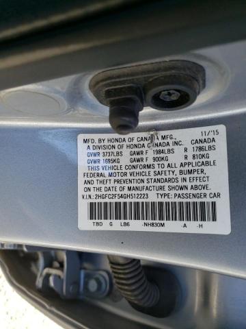 Photo 10 from auction – 2016 HONDA CIVIC LX with VIN 2HGFC2F54GH512223