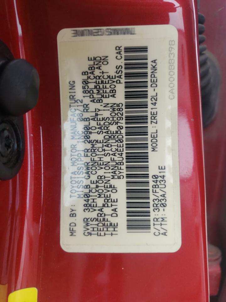 Photo 10 from auction – 2013 TOYOTA COROLLA BA with VIN 5YFBU4EE0DP079285