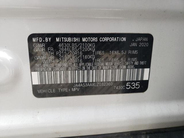 Photo 10 from auction – 2020 MITSUBISHI ECLIPSE CR with VIN JA4AS3AAXLZ032360