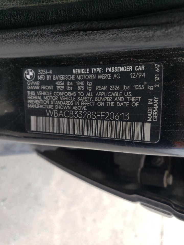 Photo 10 from auction – 1995 BMW 325 I with VIN WBACB3328SFE20613