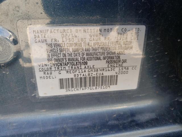 Photo 10 from auction – 2016 NISSAN VERSA S with VIN 3N1CN7AP7GL875109