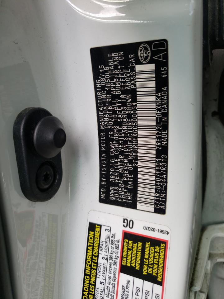 Photo 10 from auction – 2016 TOYOTA COROLLA L with VIN 2T1BURHEXGC500054
