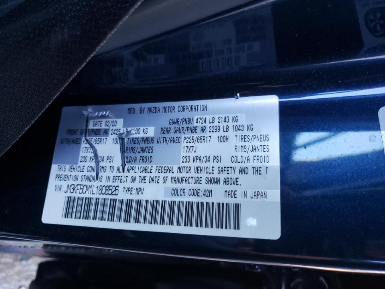 Photo 10 from auction – 2020 MAZDA CX-5 TOURI with VIN JM3KFBCM1L1808526