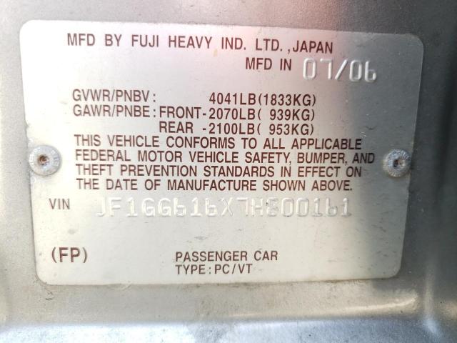 Photo 10 from auction – 2007 SUBARU IMPREZA 2. with VIN JF1GG616X7H800161