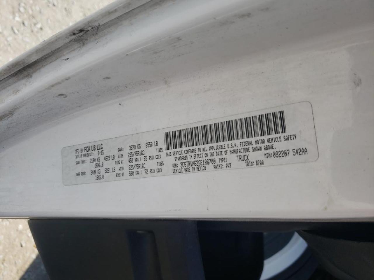 Photo 10 from auction – 2016 RAM PROMASTER with VIN 3C6TRVAG2GE106700