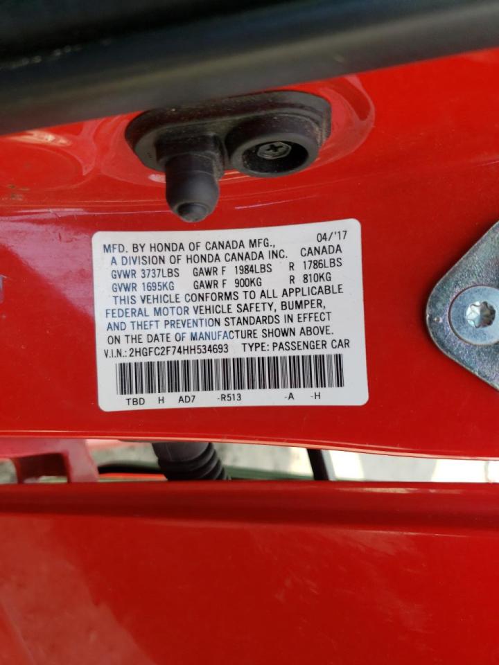 Photo 10 from auction – 2017 HONDA CIVIC EX with VIN 2HGFC2F74HH534693